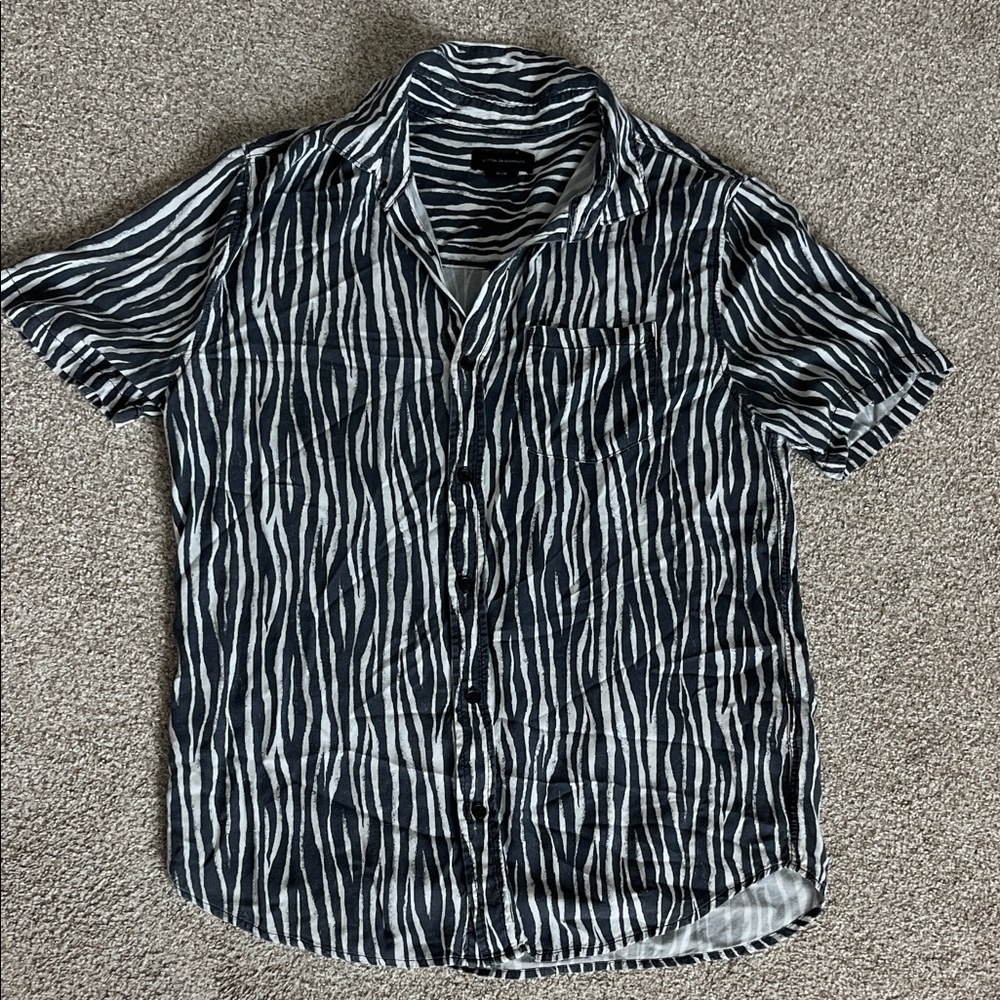 Dark gray and White Zebra Print Men's Shirt